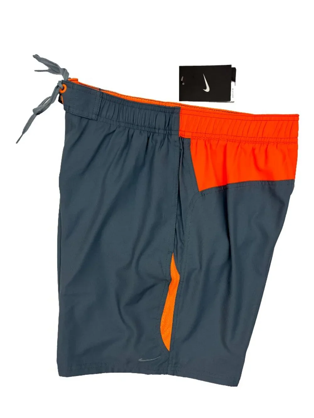 Nike NEW NWT Gray Bright Orange Swim Trunks Shorts Mesh Lined Swimsuit Mens M